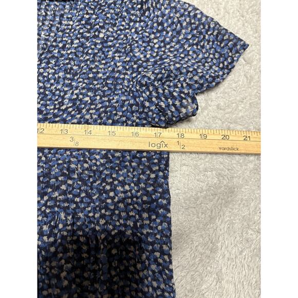 Joie Silk Blouse‎ Top Women S Neck Tie Short Sleeve Lightweight Sheer Tunic Blue - Picture 6 of 11